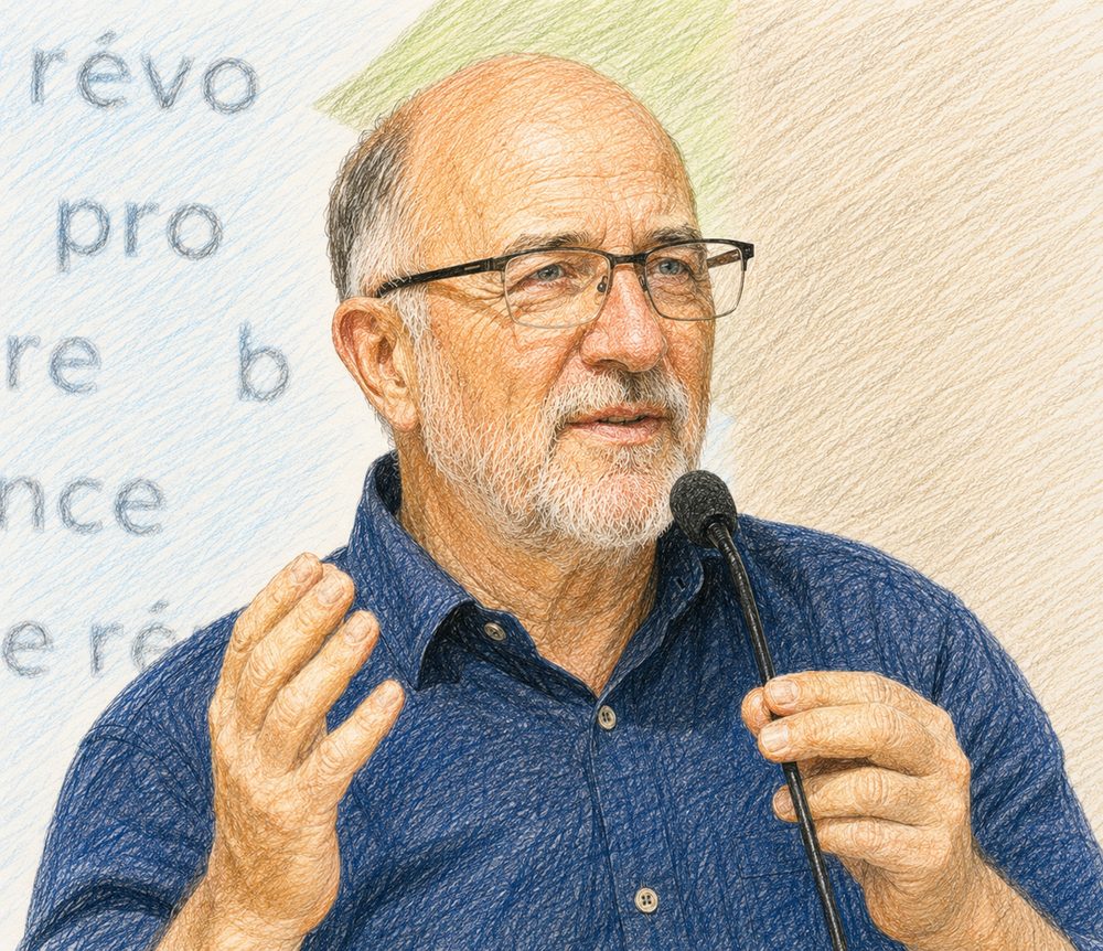 Philippe Longueteau tenant un micro