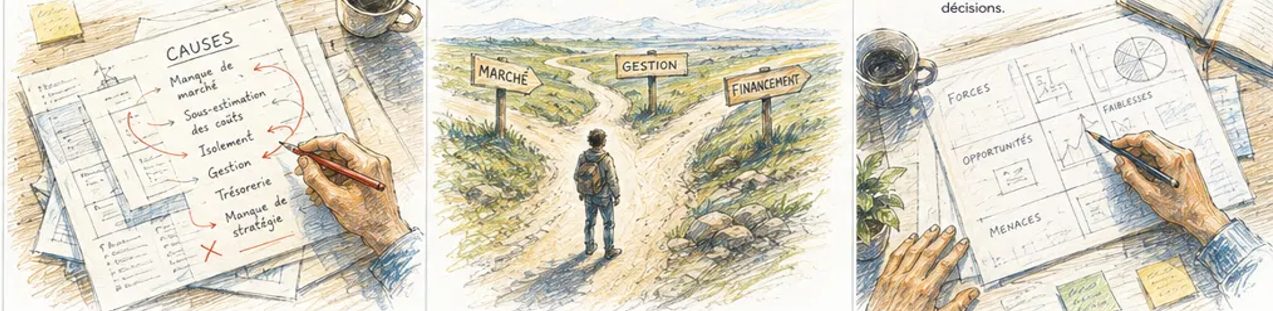 Panoramique de clôture Partie V — causes, chemin de décision, diagnostic